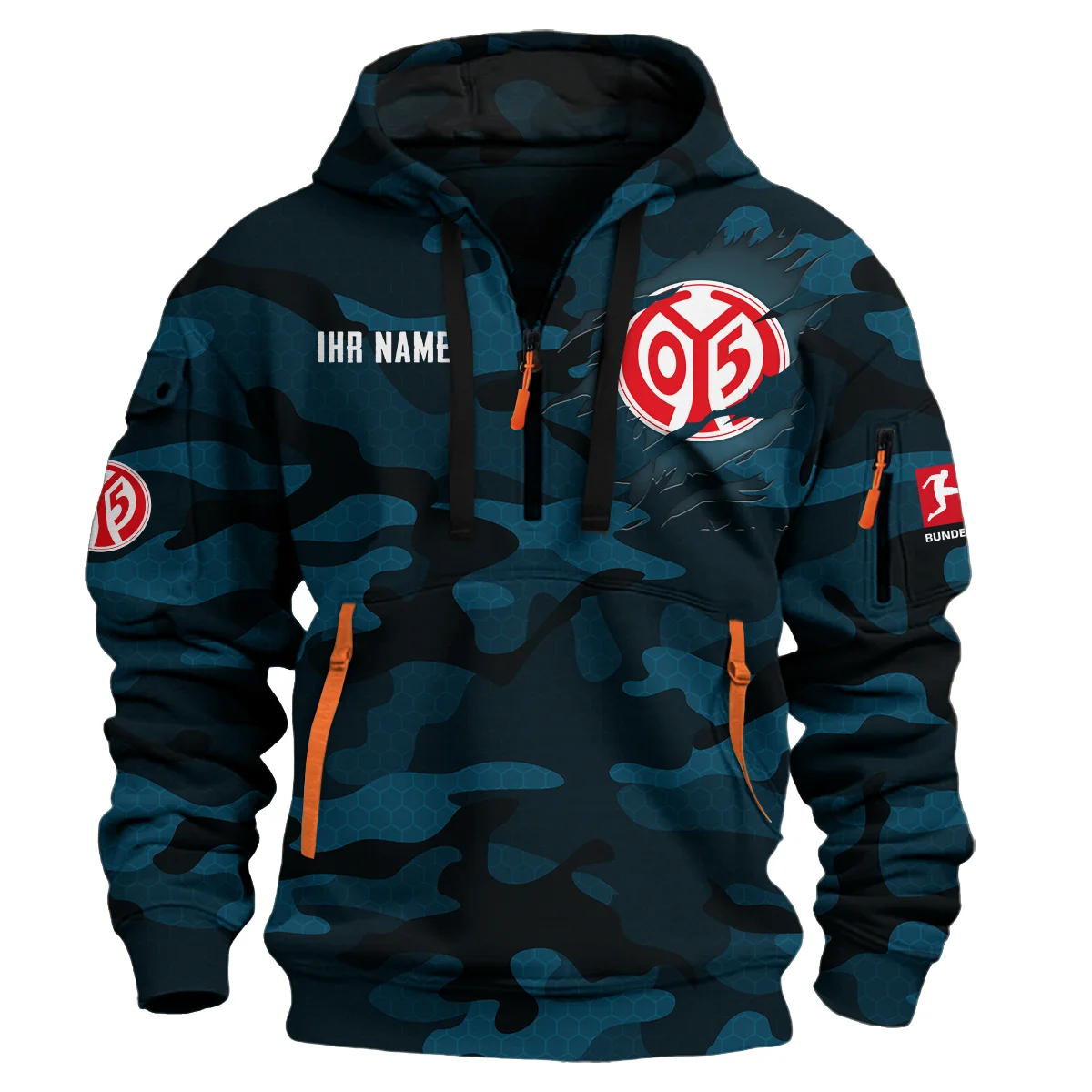 1. FSV Mainz 05 Bundesliga Exklusive Logo Hoodie mit halbem Reißverschluss QTBUN050325A2M05 - Marineblau
