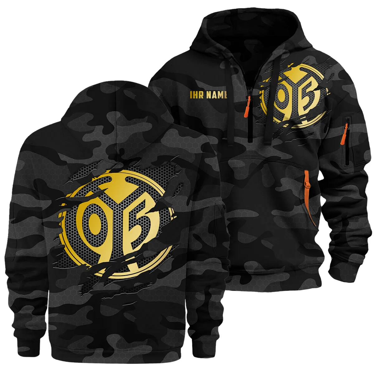 1. FSV Mainz 05 Exklusive Logo Hoodie mit halbem Reißverschluss QTBUN240325A1HDFM05 - Schwarz