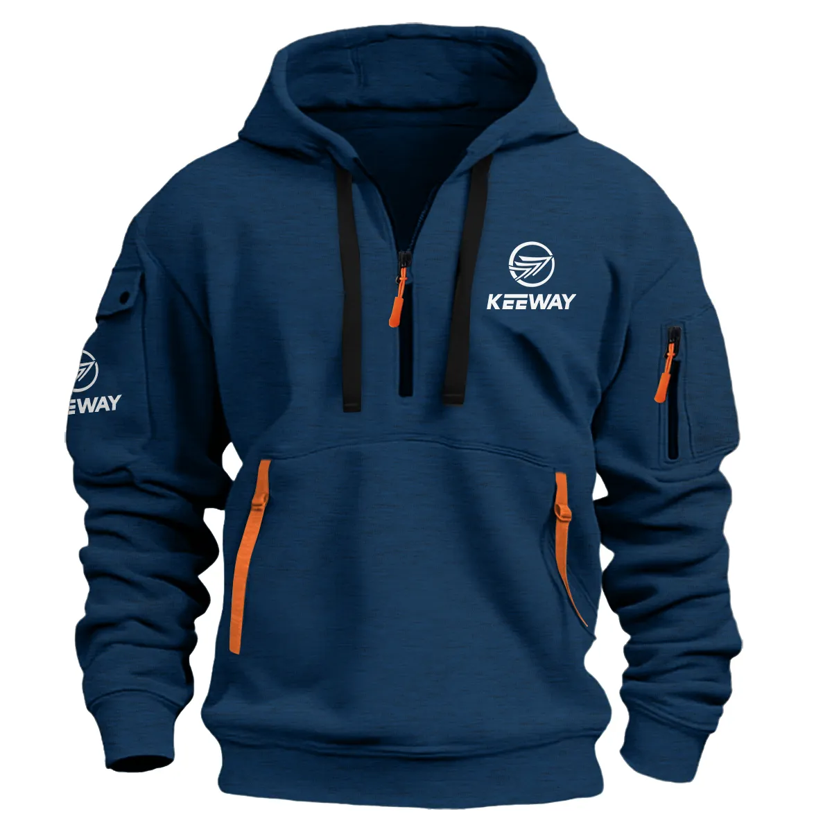 Keeway Motorcycles Exklusives Logo Motorräder Kapuzenpullover Halber Reißverschluss QTMT190225A1KEE - Marineblau