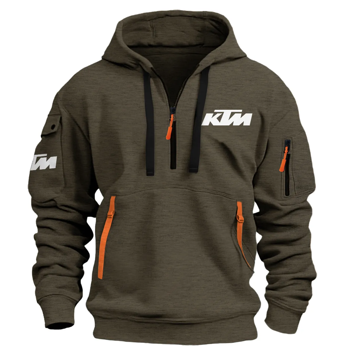 KTM Exklusives Logo Motorräder Kapuzenpullover Halber Reißverschluss QTMT190225A1KTM - Olivbraun