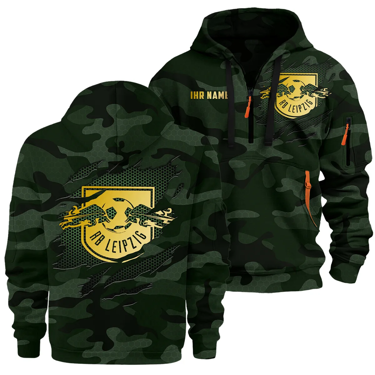 RB Leipzig Exklusive Logo Hoodie mit halbem Reißverschluss QTBUN240325A1HDFRBL - Dunkelgrün