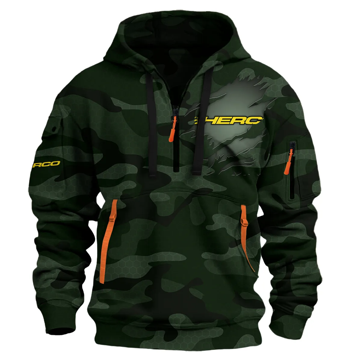 Sherco Exklusives Logo Motorräder Kapuzenpullover Halber Reißverschluss Fans Lieben QTMT200225A1SHE - Dunkelgrün